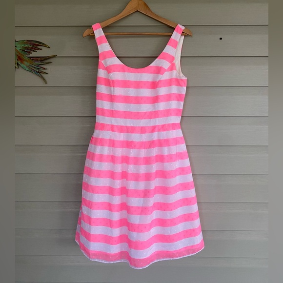 Lilly Pulitzer fit & flare dress pink & white stripes size 8 EUC  summer party - Picture 4 of 16